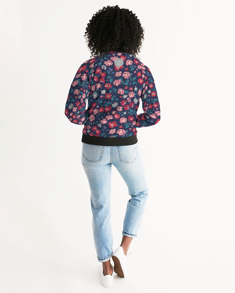 Midnight blue pretty glance.  Women's All-Over Print Bomber Jacket