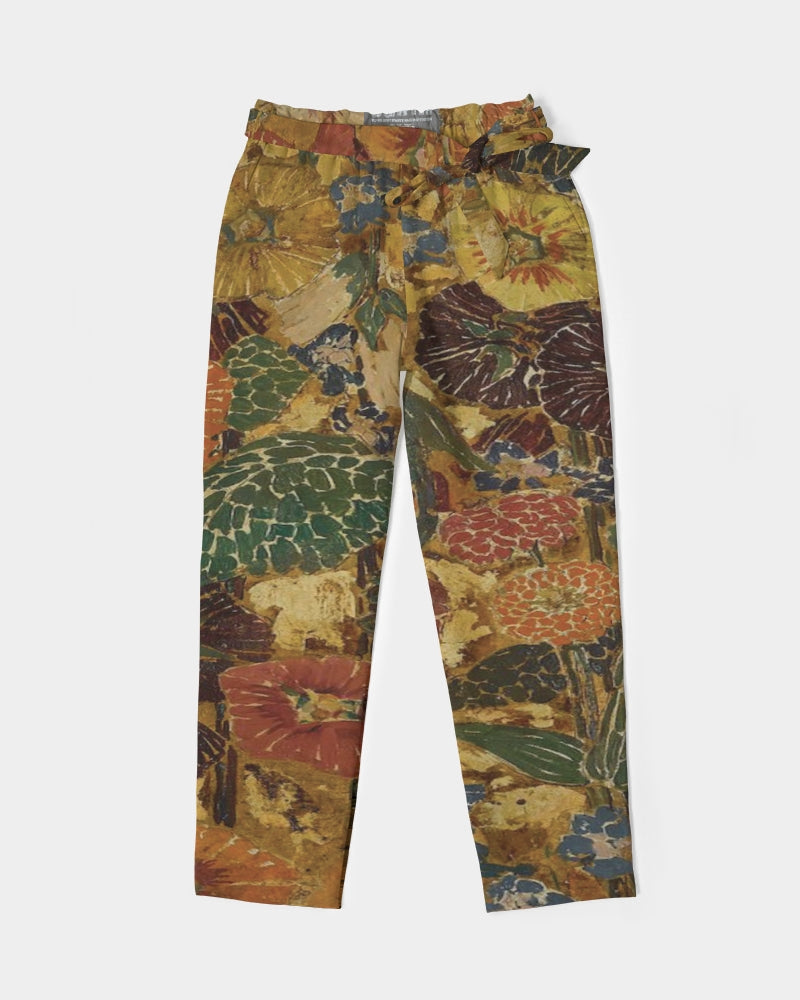 Autumn play Women's All-Over Print Belted Tapered Pants