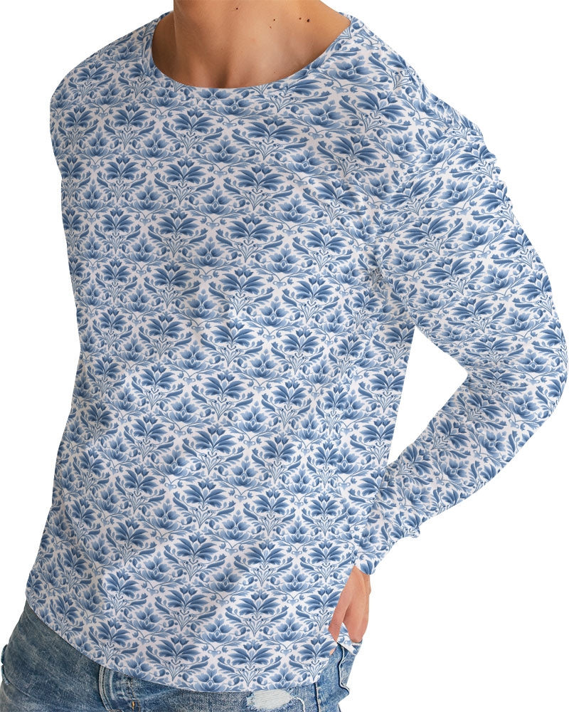 light blue Royal patten  Men's All-Over Print Long Sleeve Tee