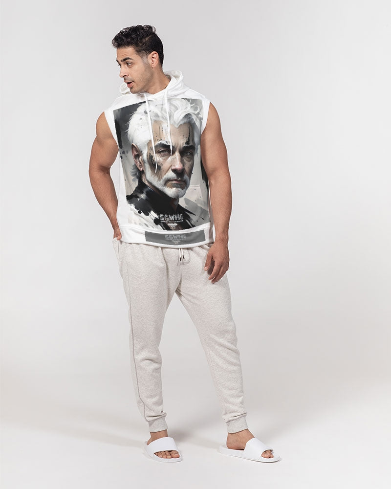 White silver grey fox King Men's All-Over Print Heavyweight Sleeveless Hoodie