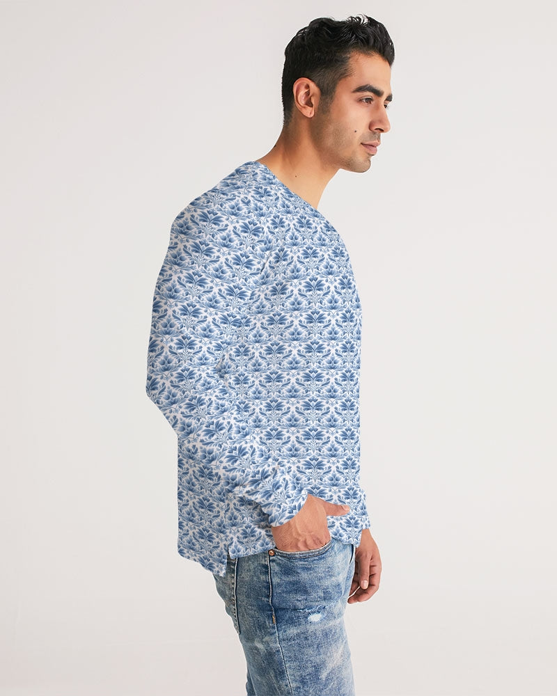 light blue Royal patten  Men's All-Over Print Long Sleeve Tee