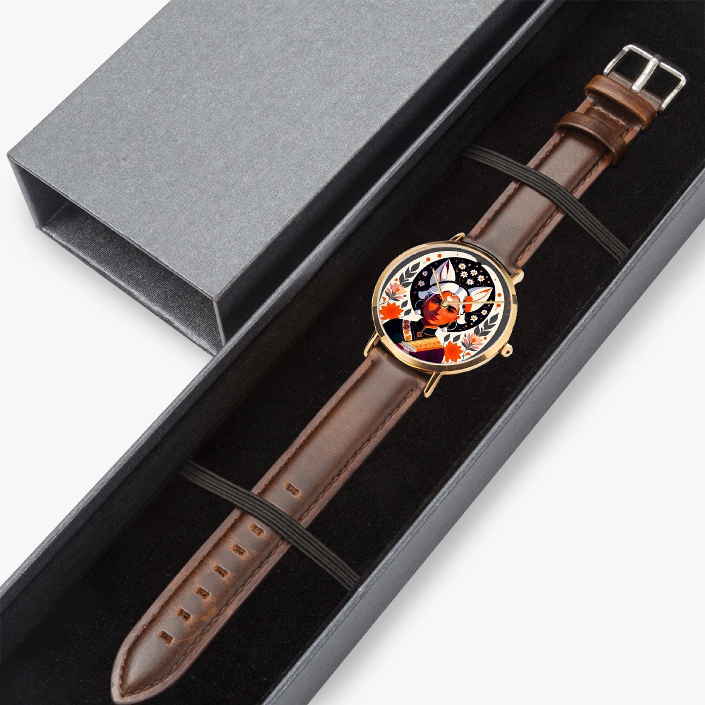 Indian Silverfox. Hot Selling Ultra-Thin Leather Strap Quartz Watch (Rose Gold)