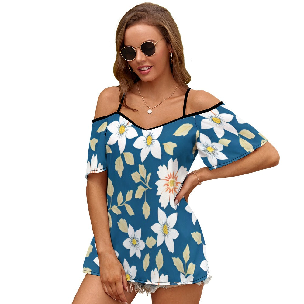 Casual Ladies Off Shoulder Sling Short Sleeve Top