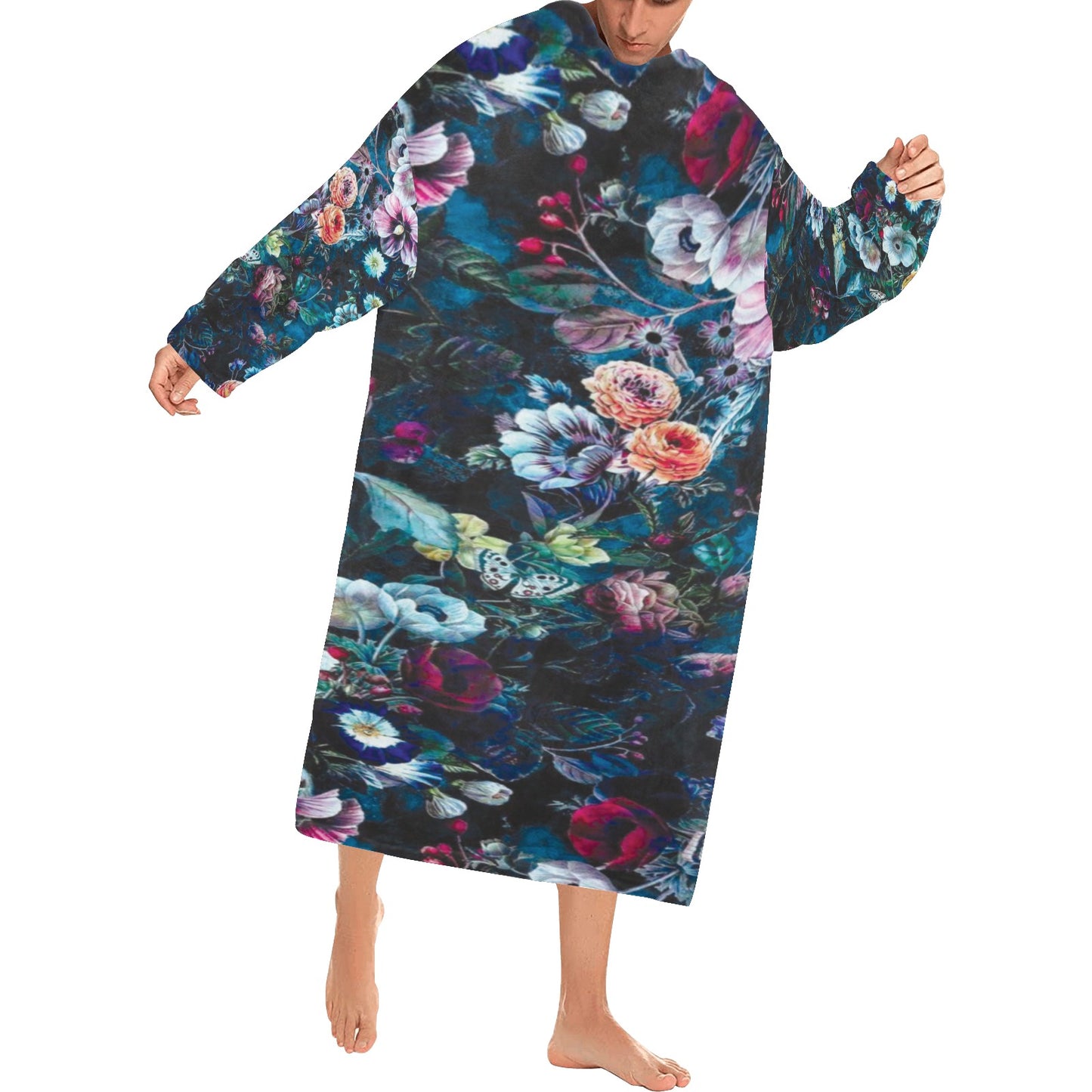 Blanket Robe with Sleeves for Adults