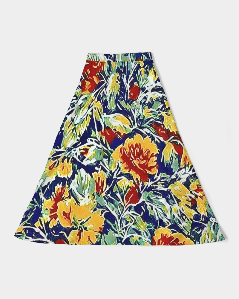 Painted floor design Women's All-Over Print A-Line Midi Skirt