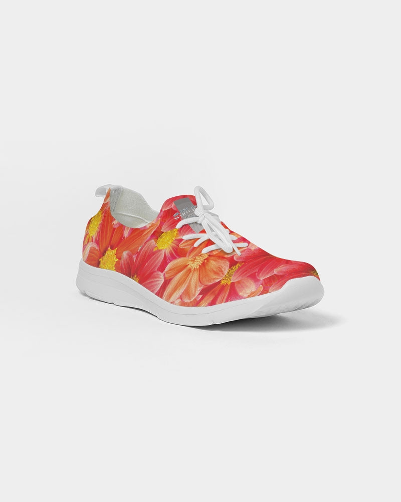 Beautiful blood orange flower design Women's Lace Up Flyknit Shoe