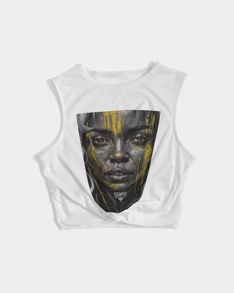 Black Sister Collection [Part 3 ] Women's  All-Over Print Twist-Front Tank