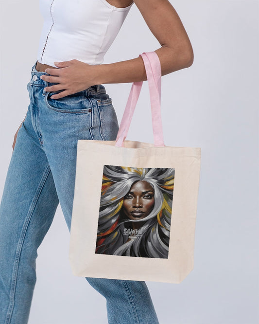 Black Sister Collection [Part 1 ] Canvas Tote with Contrast-Color Handles | Q-Tees