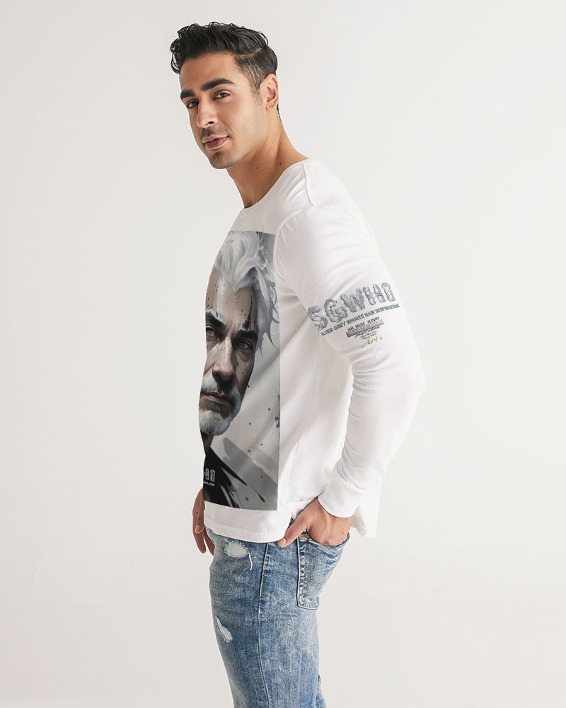 White silver grey fox King Men's All-Over Print Long Sleeve Tee