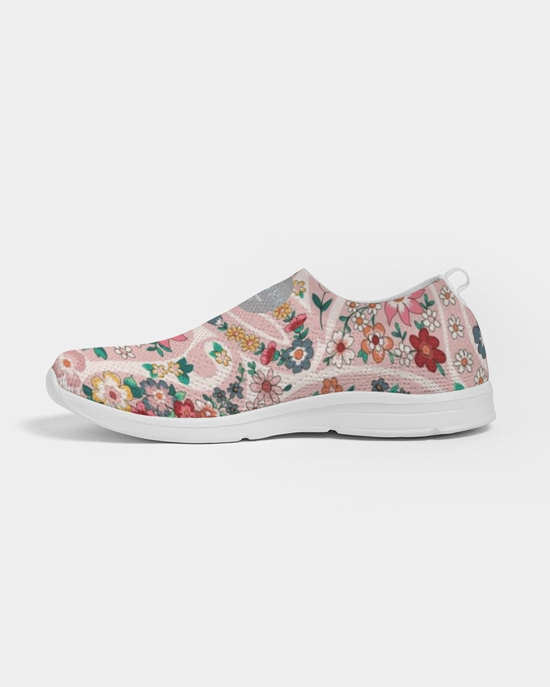 Pink abstract Pretty Sisters Women's Slip-On Flyknit Shoe