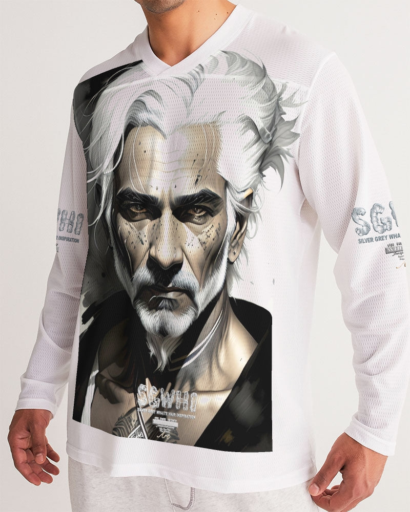 Handsome Silver grey Indian ink Portrait Men's All-Over Print Long Sleeve Sports Jersey