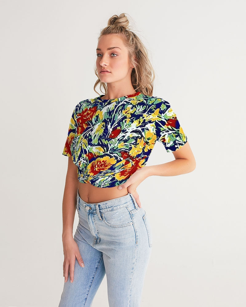 Painted floor design Women's All-Over Print Twist-Front Cropped Tee