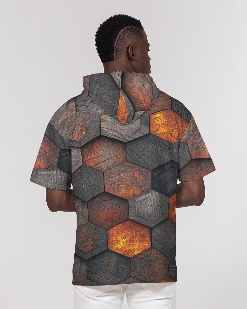 Cool stone hexagon patten 3D Men's All-Over Print Premium Heavyweight Short Sleeve Hoodie