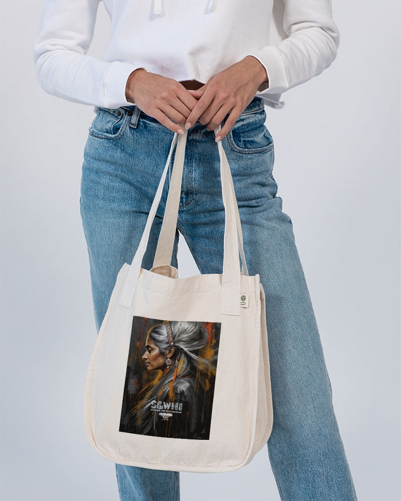 South Asian silver grey white hair sisters portrait [2] Organic Cotton Canvas Market Tote | Econscious