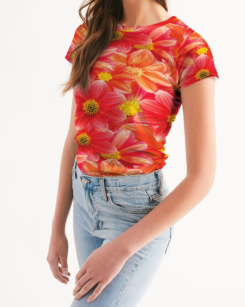 Beautiful blood orange flower design Women's All-Over Print Tee