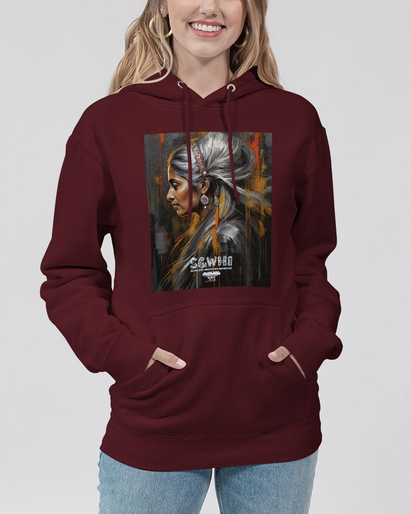 South Asian silver grey white hair sisters portrait [2] Unisex Premium Pullover Hoodie | Lane Seven