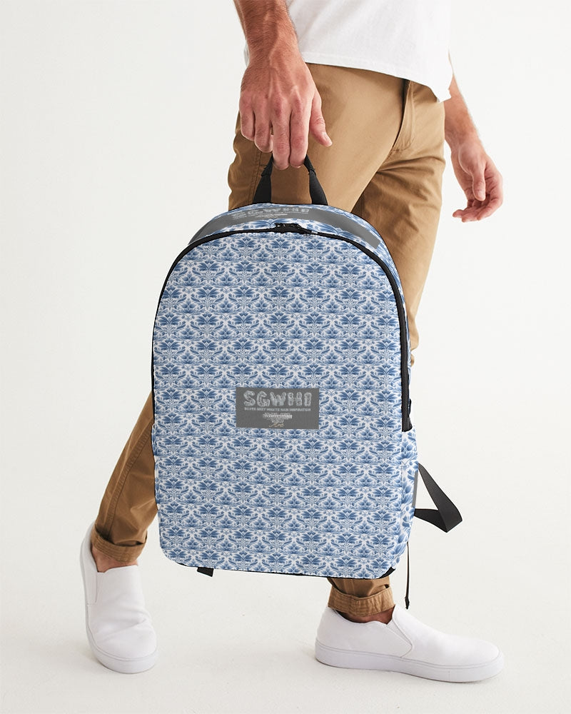 light blue Royal patten  Large Backpack