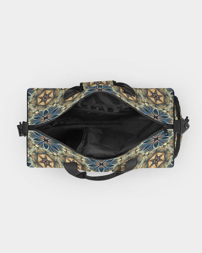 Green & Dark Blue almost star pattern. Sports Duffle Bag