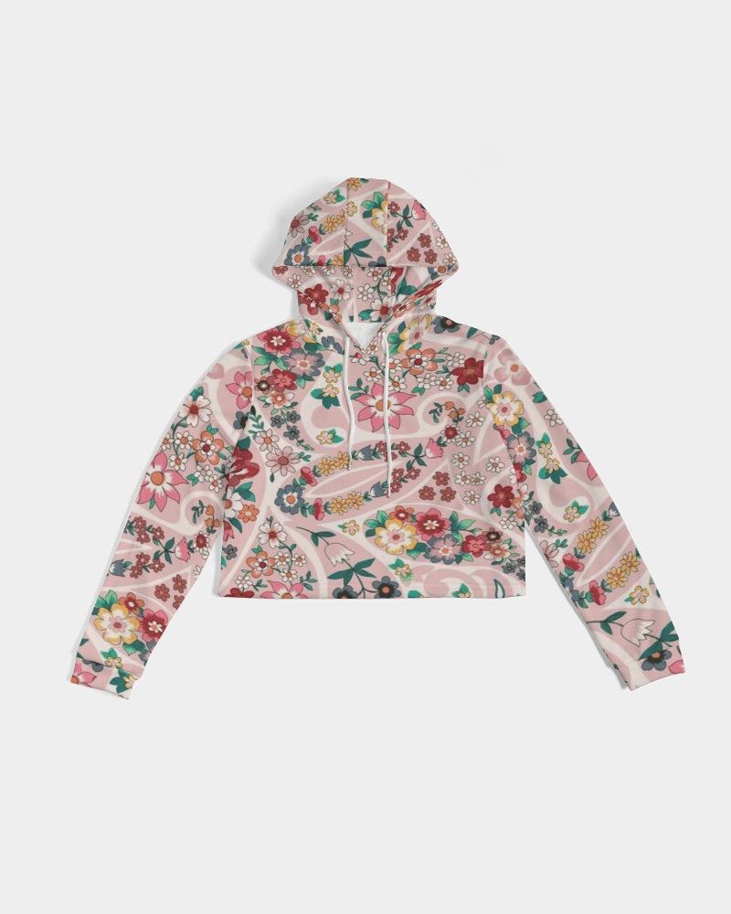 Pink abstract Pretty Sisters Women's All-Over Print Cropped Hoodie