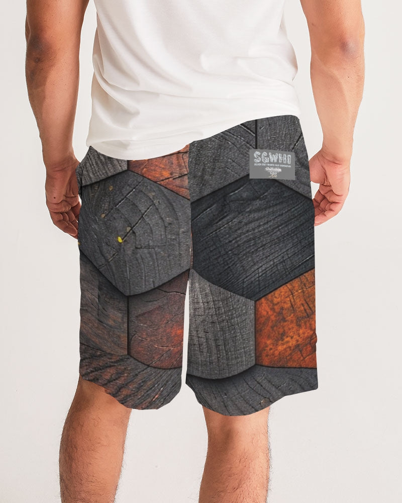 Cool stone hexagon patten 3D Men's All-Over Print Jogger Shorts