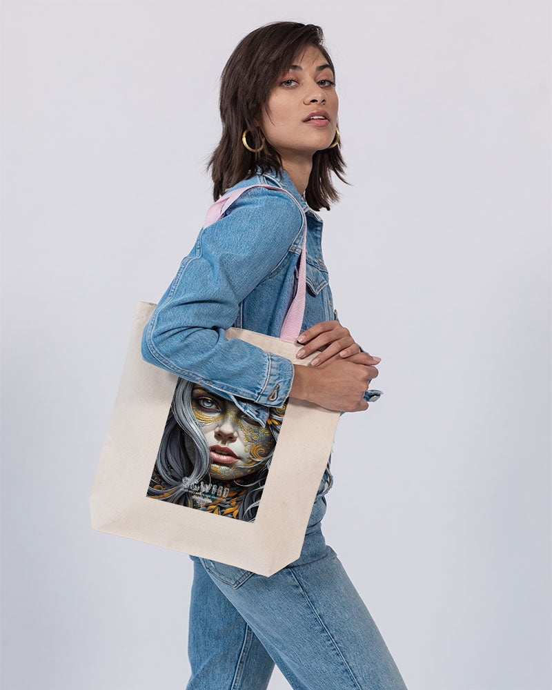 Sweet Silver Yellow Flower Grey Hair sister.[Part three] Canvas Tote with Contrast-Color Handles | Q-Tees