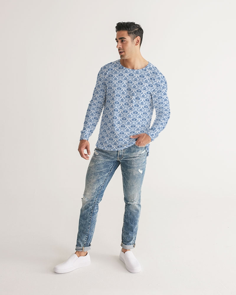 light blue Royal patten  Men's All-Over Print Long Sleeve Tee