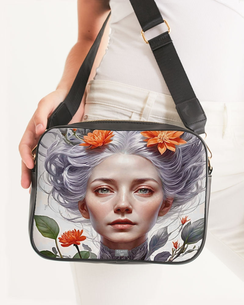 Beautiful white sister grey hair blossom Crossbody Bag