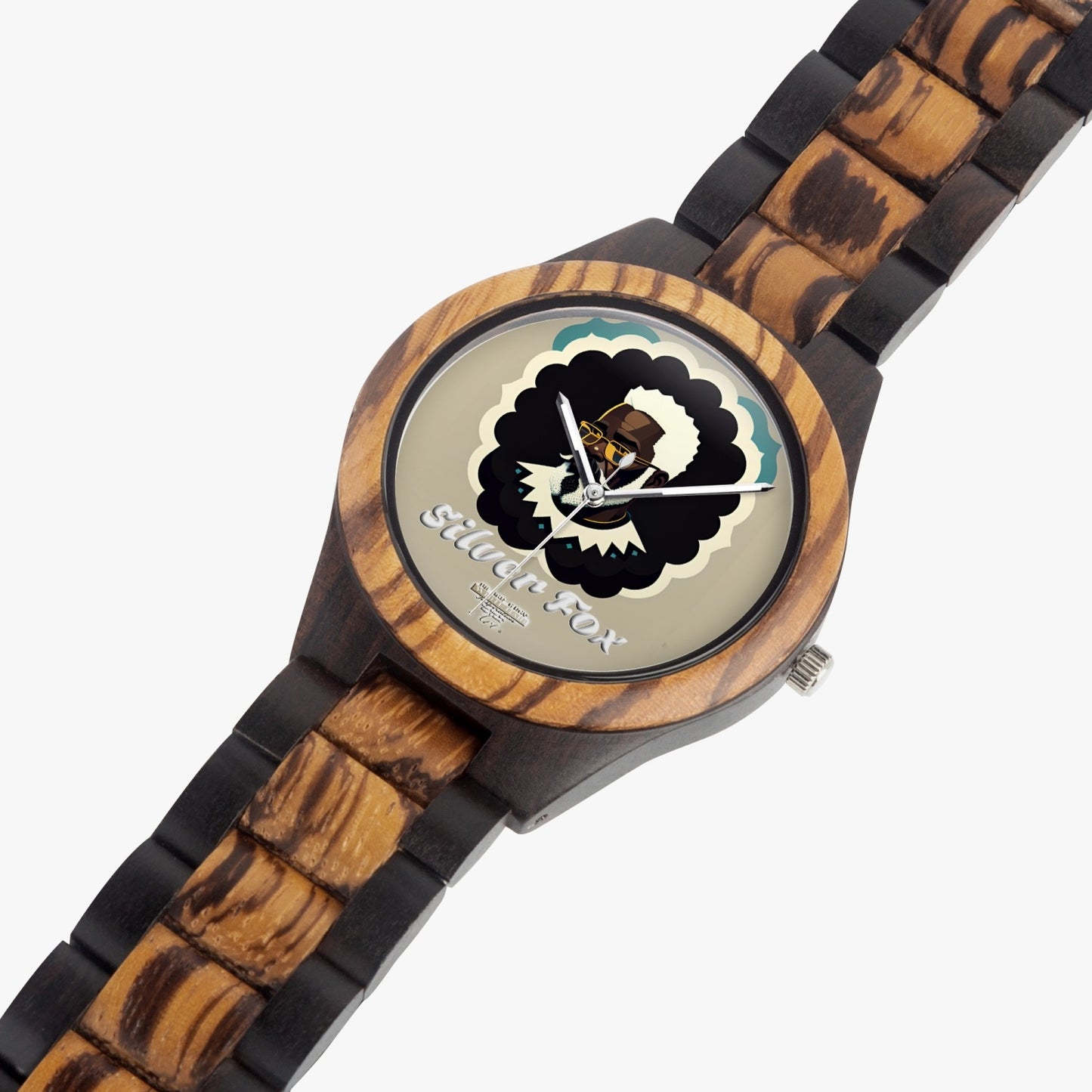 Black gentlemen Silverfox Ebony Wooden Watch