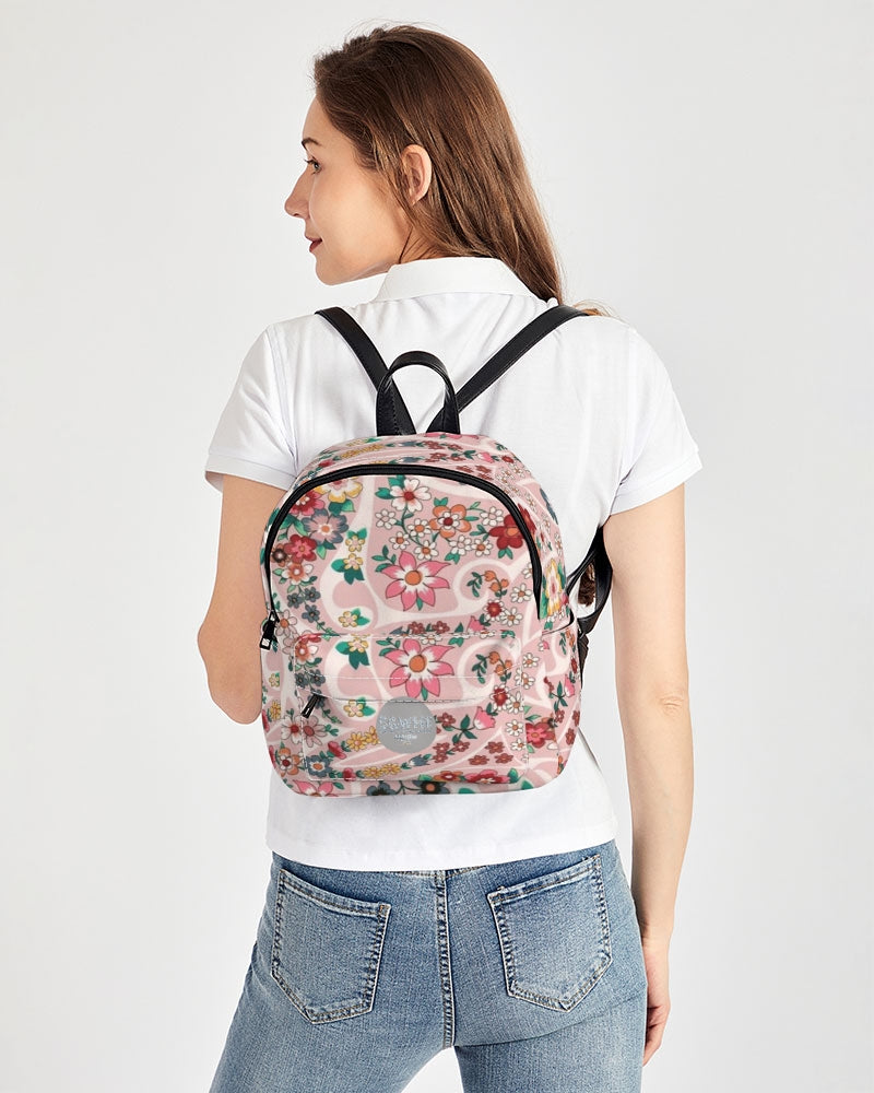 Pink abstract Pretty Sisters Mini Canvas Backpack