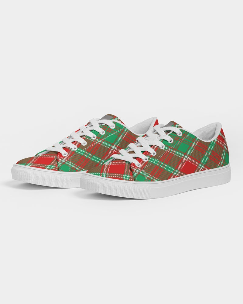 Red & Green cross pattern Men's Faux-Leather Sneaker