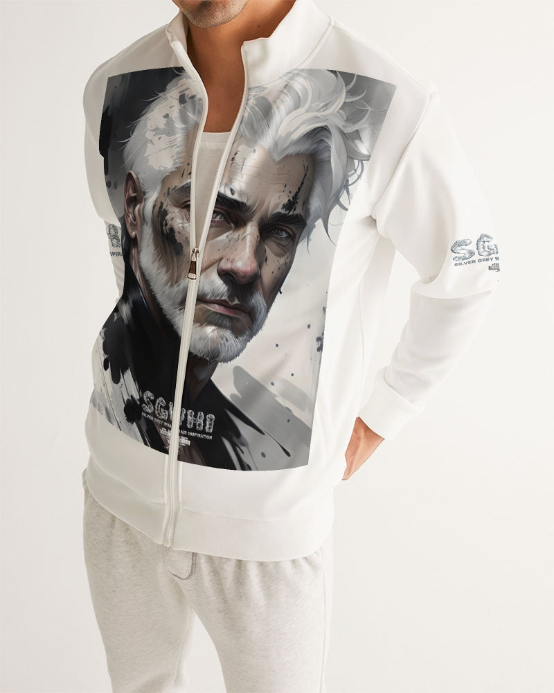 White silver grey fox King Men's All-Over Print Track Jacket