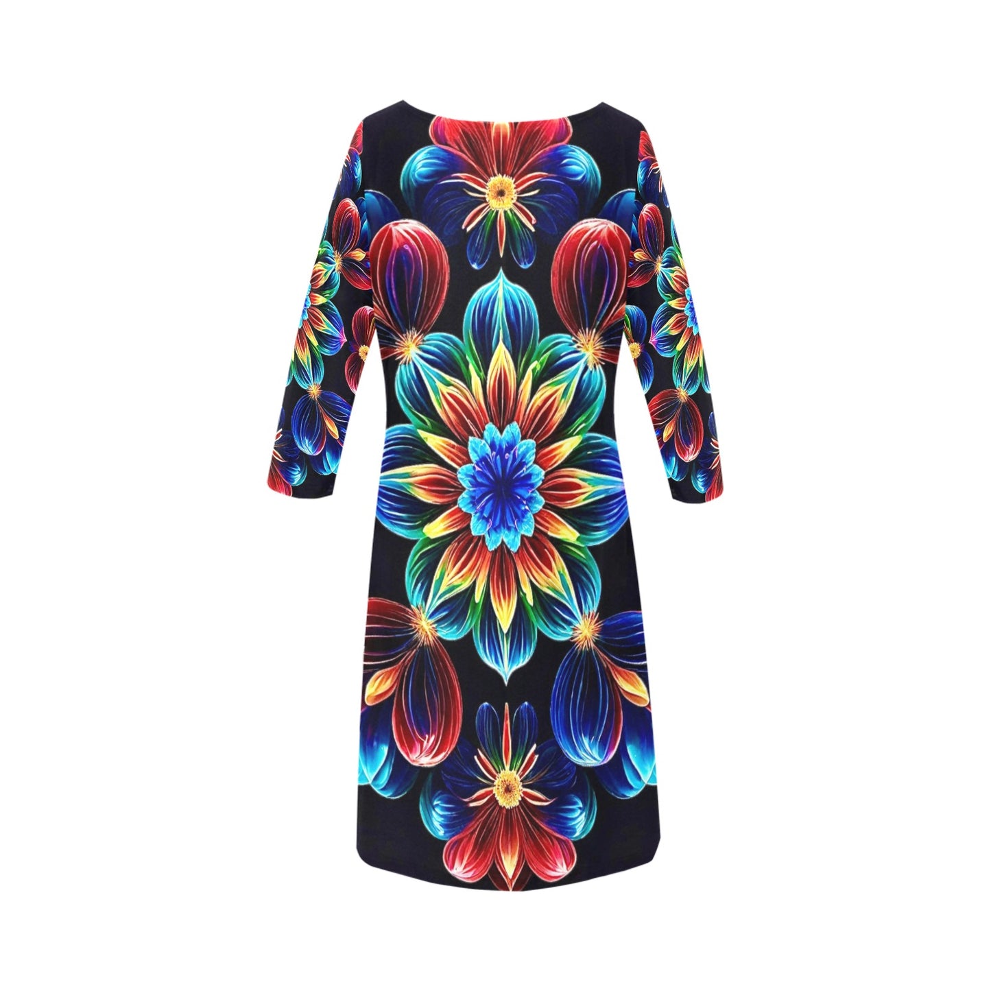 Women's Loose Round Neck Dress (Model D22)