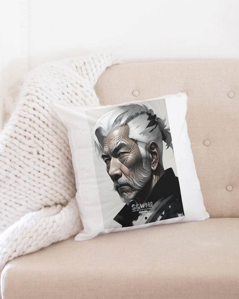 Handsome Asian brother pink painted portrait Throw Pillow Case 18"x18"