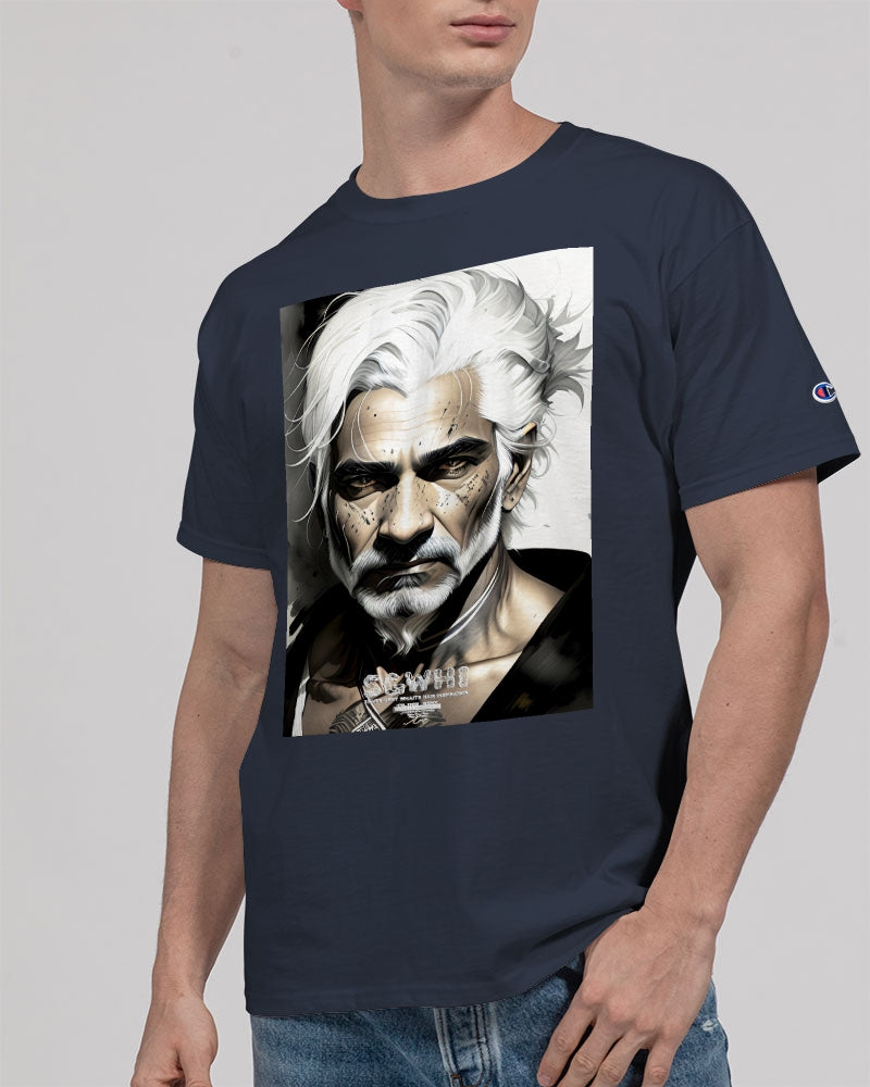 Handsome Silver grey Indian ink Portrait Unisex Tee | Champion