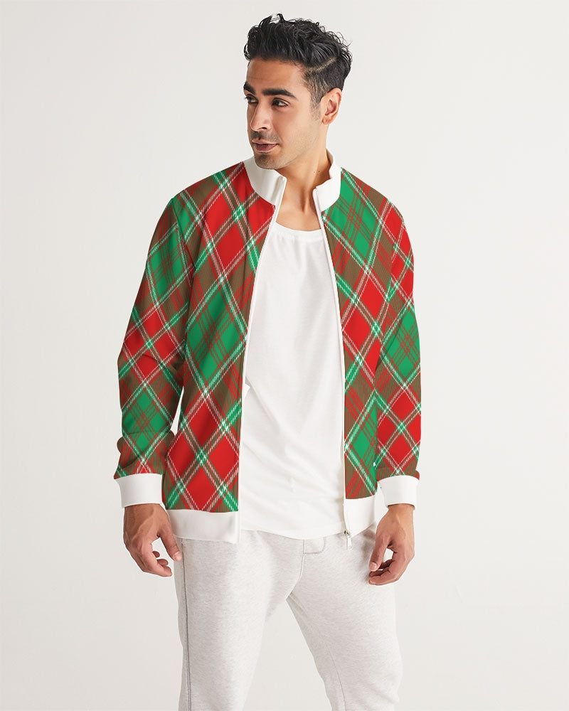 Red & Green cross pattern Men's All-Over Print Track Jacket