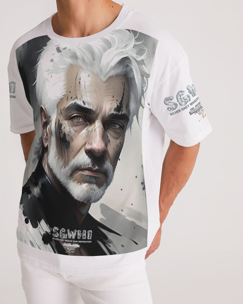 White silver grey fox King Men's All-Over Print Premium Heavyweight Tee