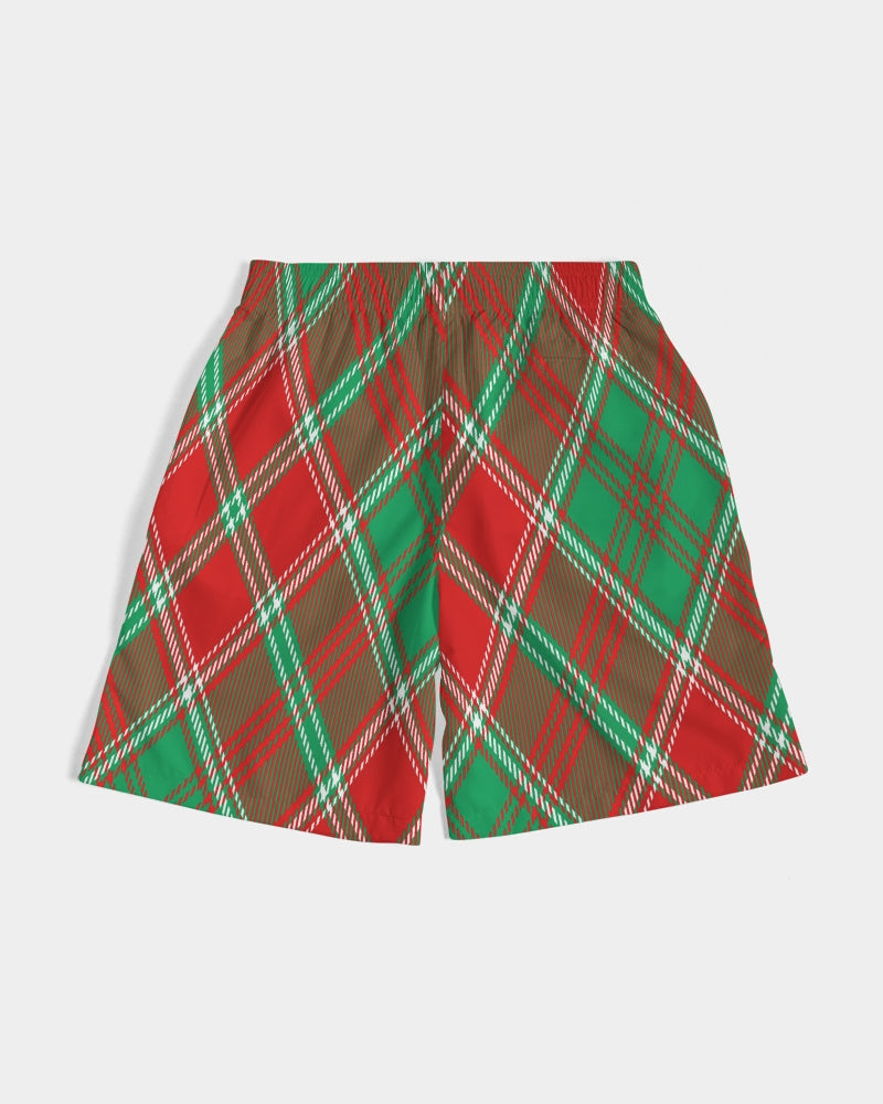 Red & Green cross pattern Men's All-Over Print Jogger Shorts