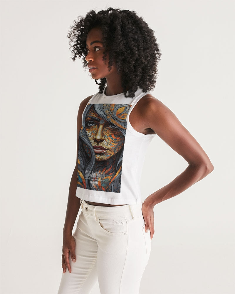 Beautiful Mosaic White Sister  Women's All-Over Print Cropped Tank