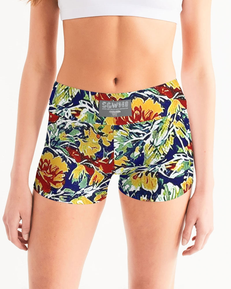 Painted floor design Women's All-Over Print Mid-Rise Yoga Shorts