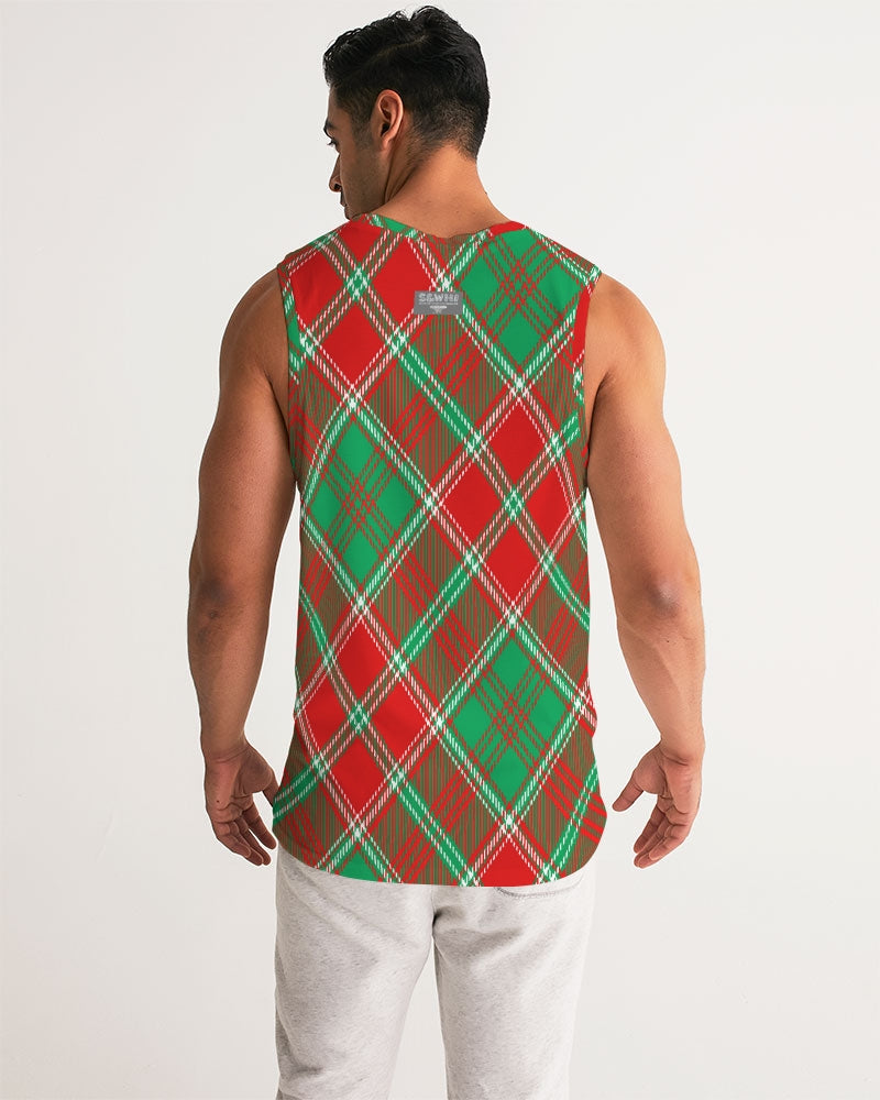 Red & Green cross pattern Men's All-Over Print Sport Tank