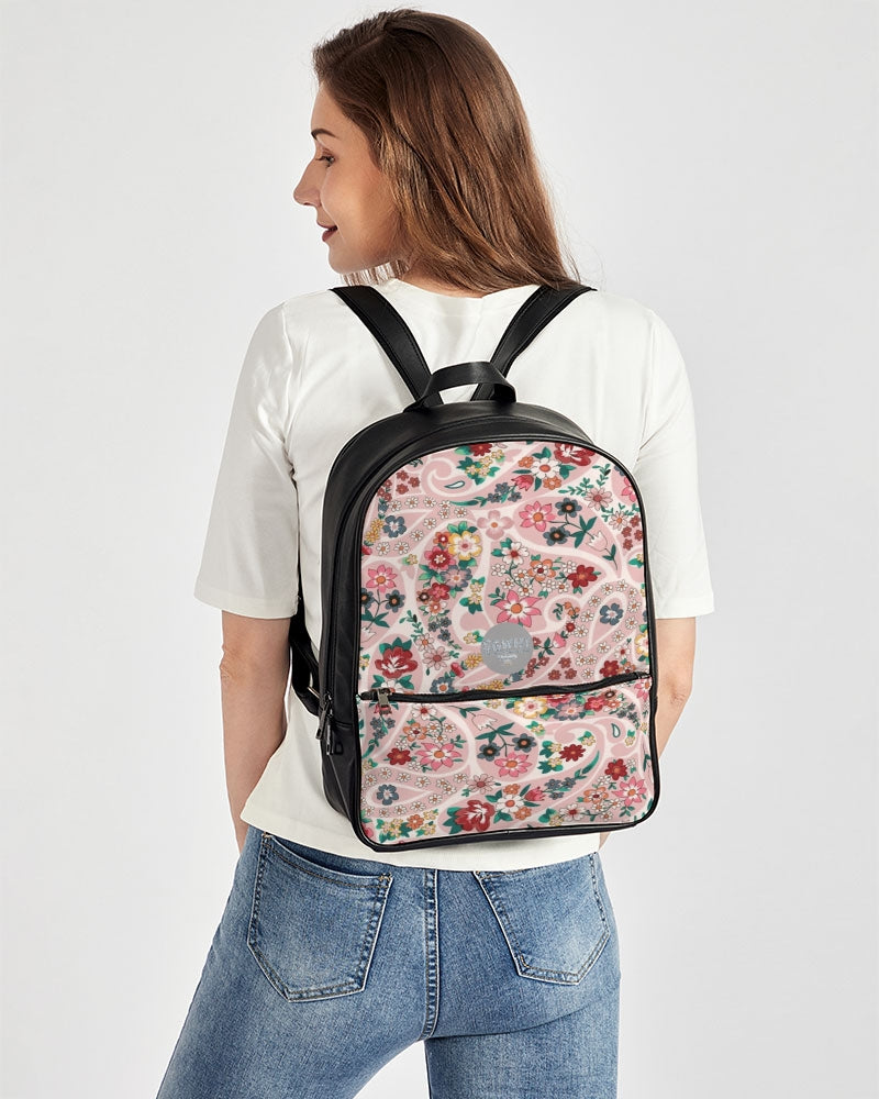 Pink abstract Pretty Sisters Classic Faux Leather Backpack