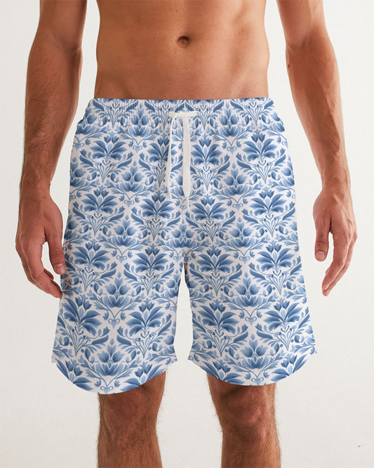 light blue Royal patten  Men's All-Over Print Swim Trunk