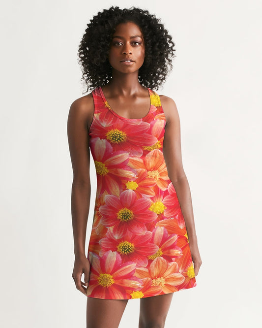 Beautiful blood orange flower design Women's All-Over Print Racerback Dress