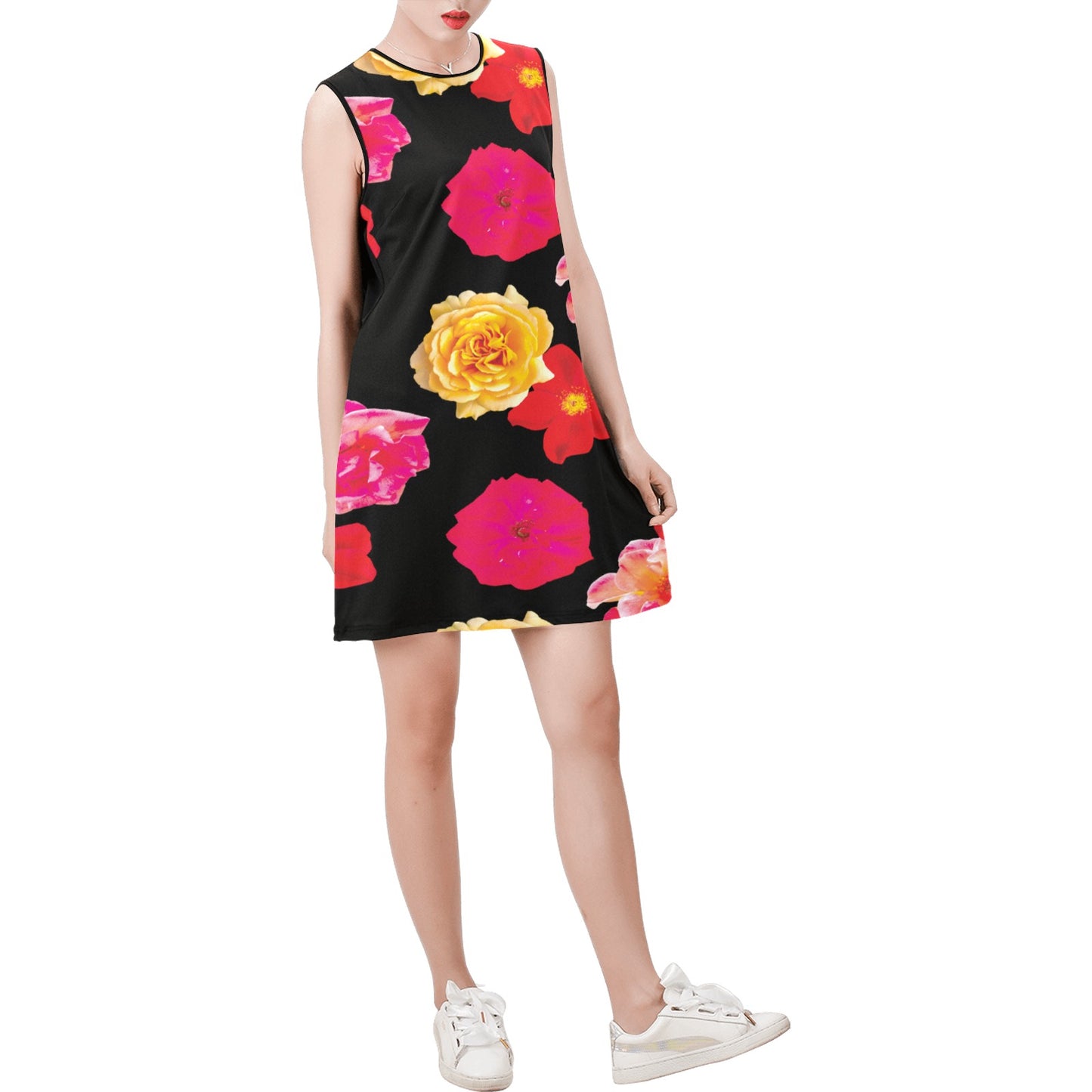 Sleeveless Round Neck Shift Dress (Model D51)