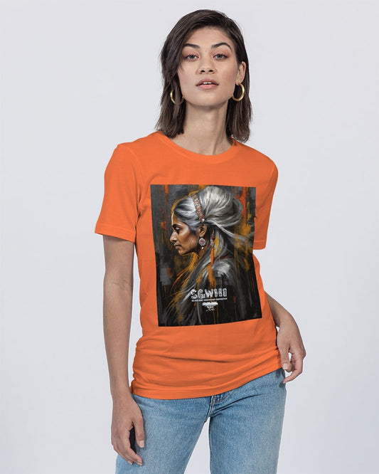 South Asian silver grey white hair sisters portrait [2] Unisex Jersey Tee | Bella + Canvas