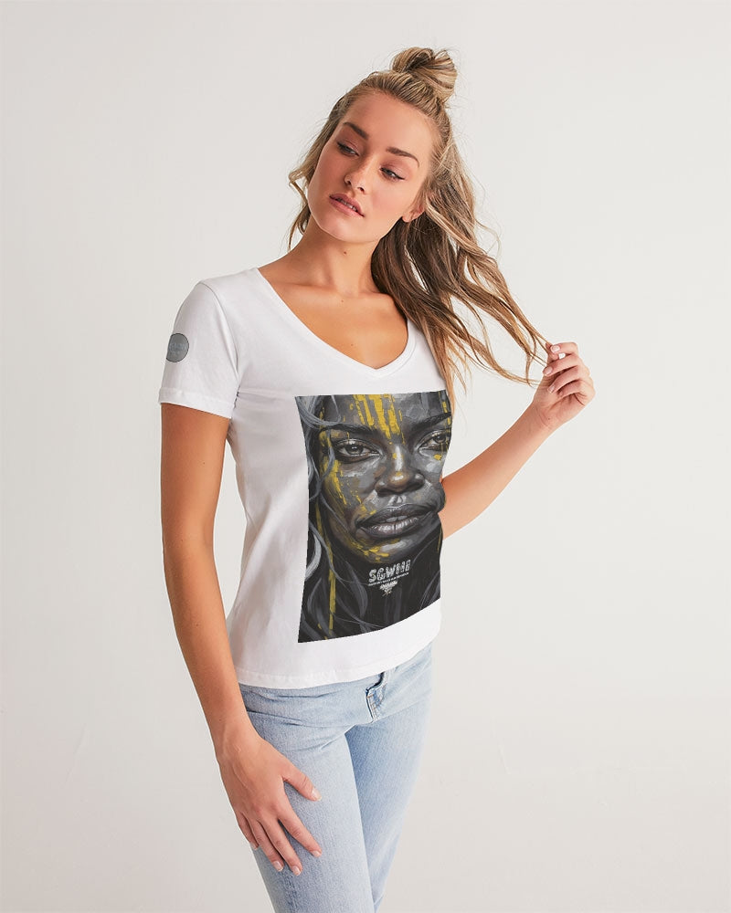 Black Sister Collection [Part 3 ] Women's All-Over Print V-Neck Tee