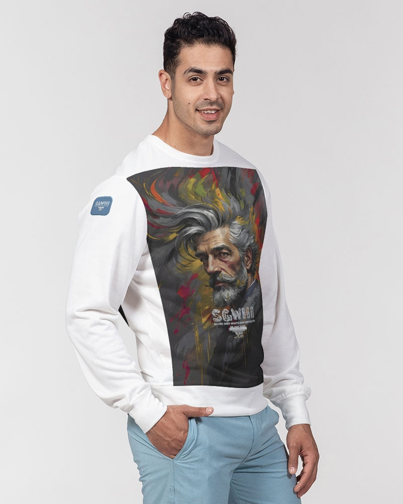 White Knight, Men's All-Over Print Classic French Terry Crewneck Pullover