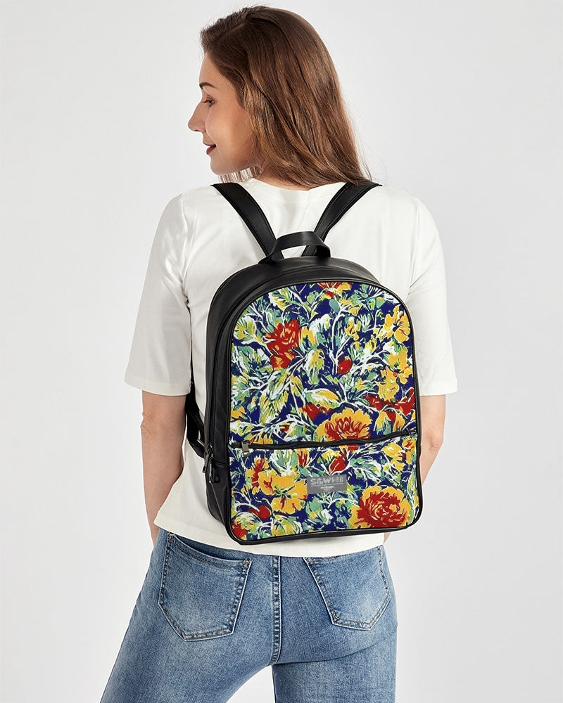 Painted flower design Classic Faux Leather Backpack