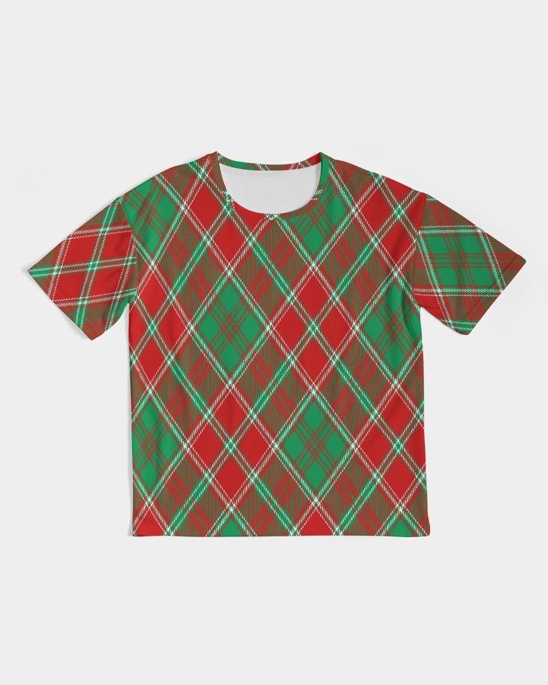 Red & Green cross pattern Men's All-Over Print Premium Heavyweight Tee