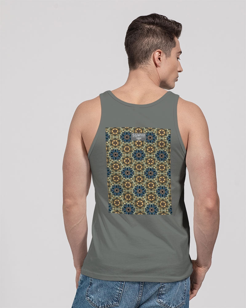 Green & Dark Blue almost star pattern. Unisex Jersey Tank | Bella + Canvas